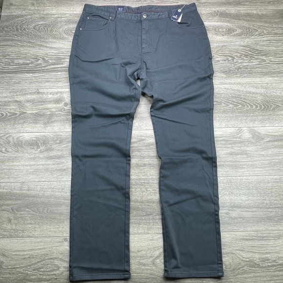 Johnnie O Pants Mens 40x34 Charcoal Terry Garment Dyed Five Pocket Chino Preppy